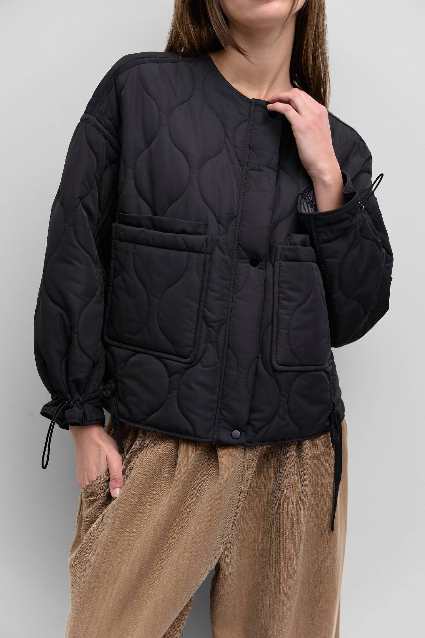 The Kara Jacket in Cream | Quilted Zip Jacket