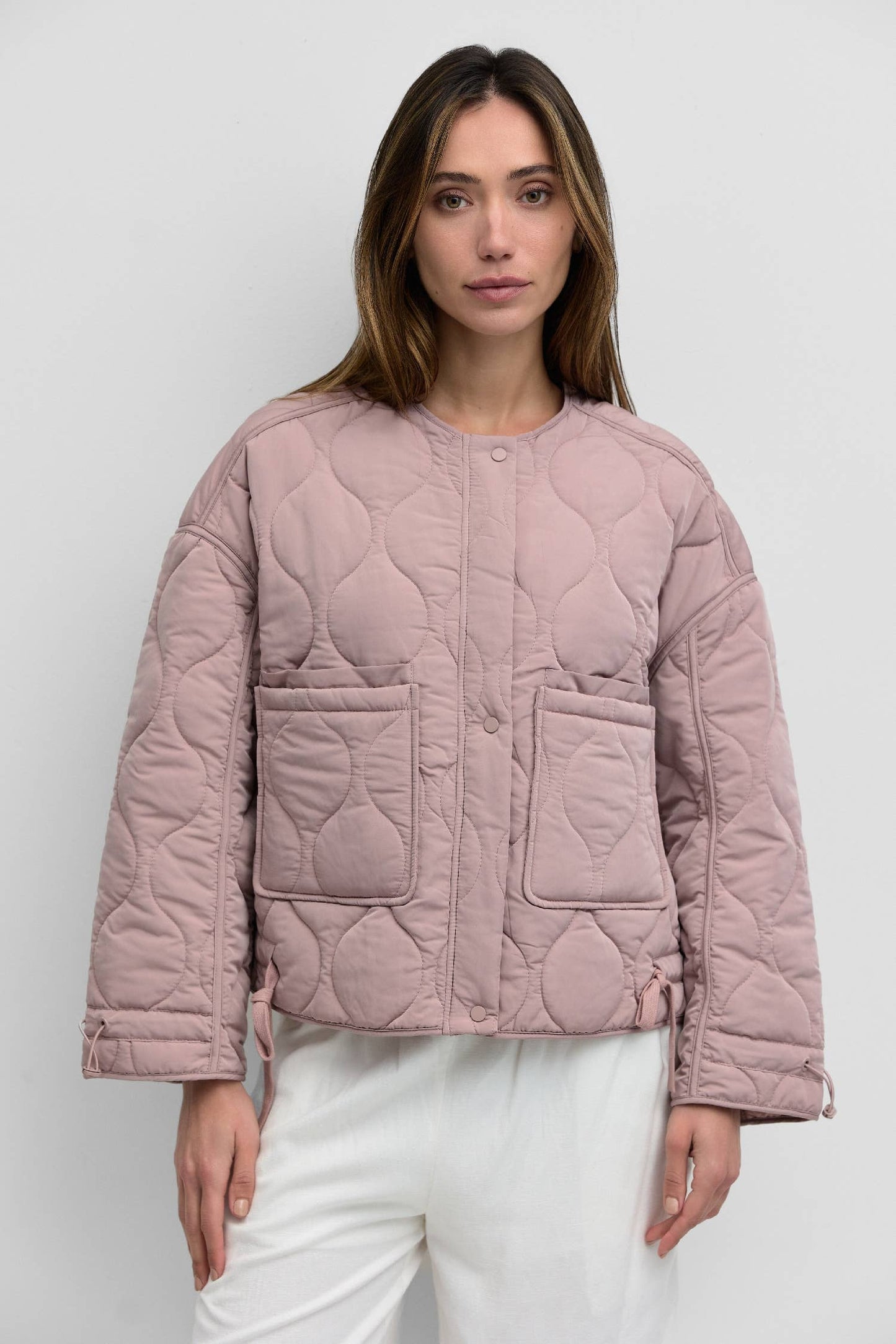 The Kara Jacket in Cream | Quilted Zip Jacket