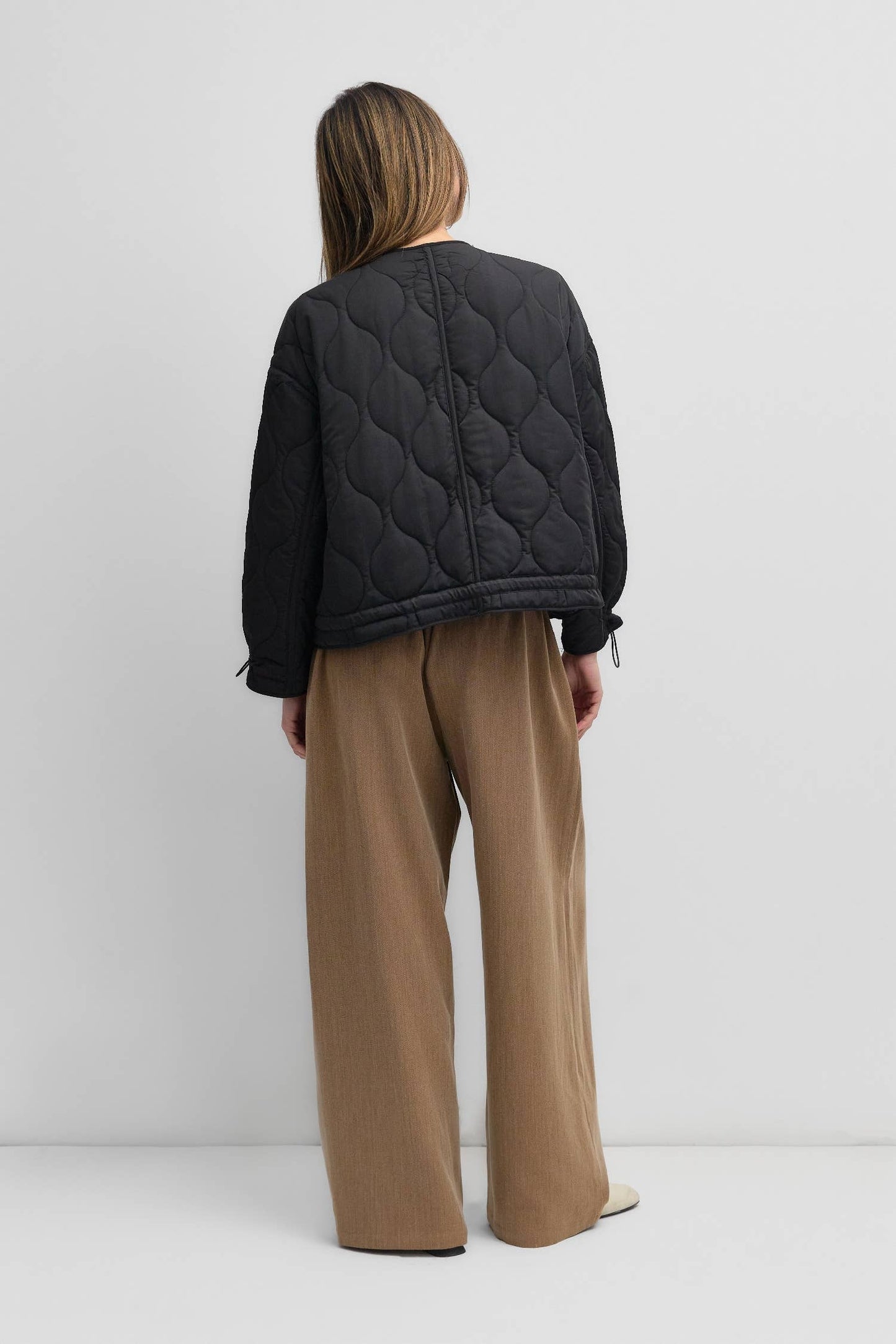 The Kara Jacket in Cream | Quilted Zip Jacket