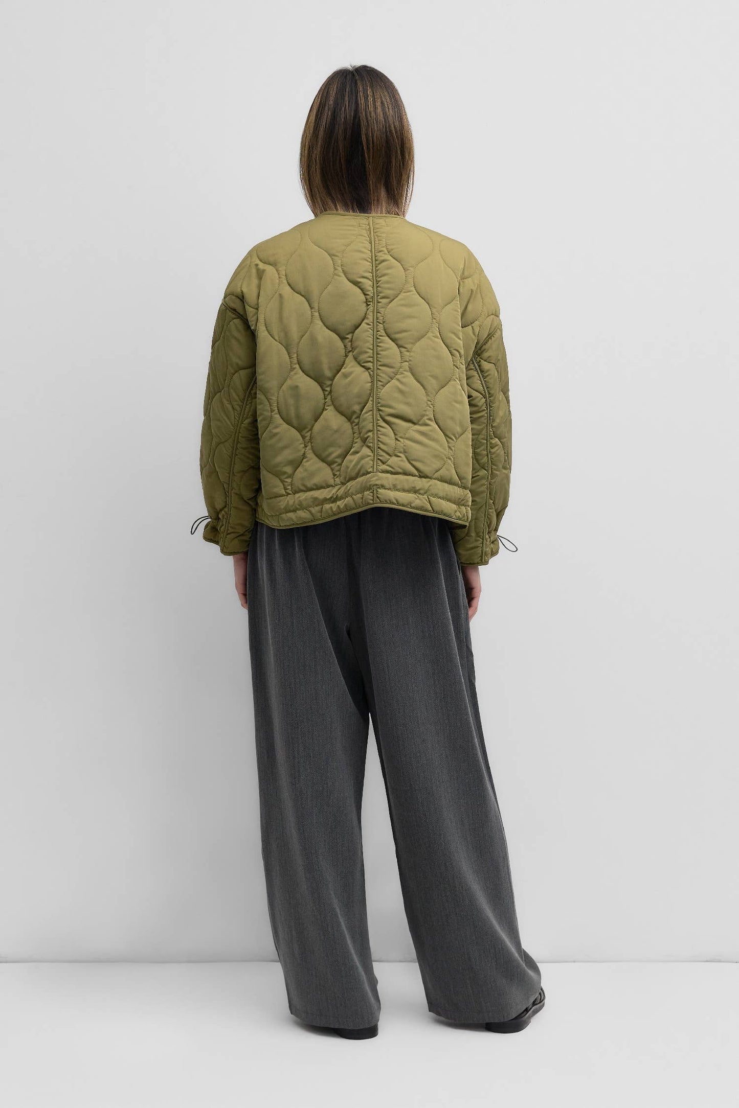 The Kara Jacket in Cream | Quilted Zip Jacket