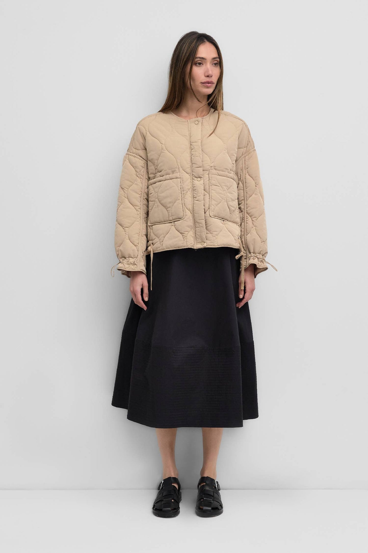 The Kara Jacket in Cream | Quilted Zip Jacket