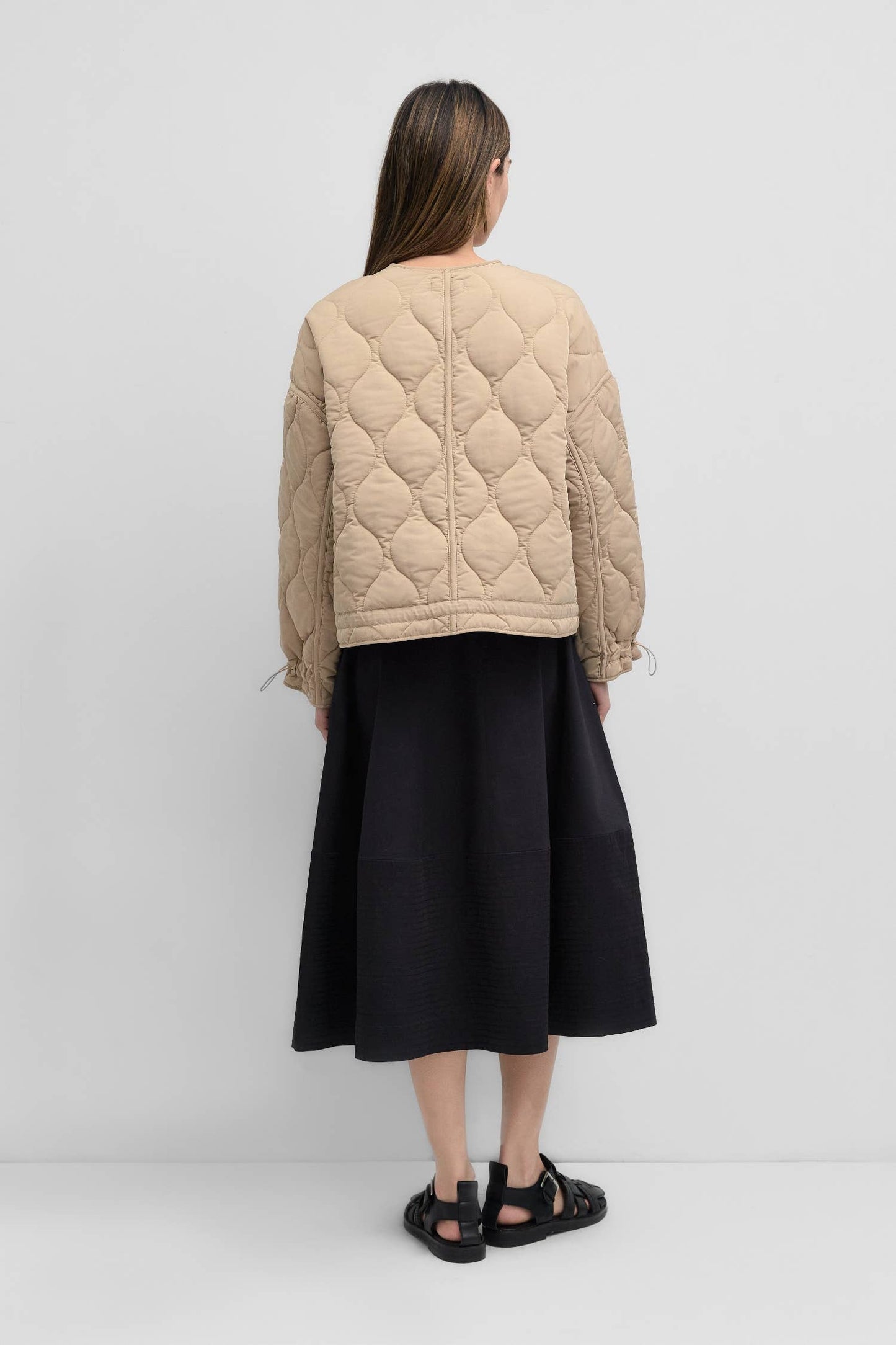 The Kara Jacket in Cream | Quilted Zip Jacket