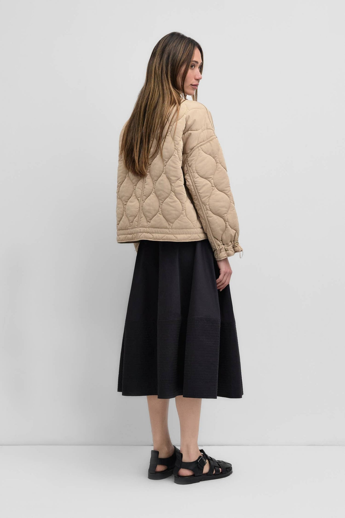 The Kara Jacket in Cream | Quilted Zip Jacket