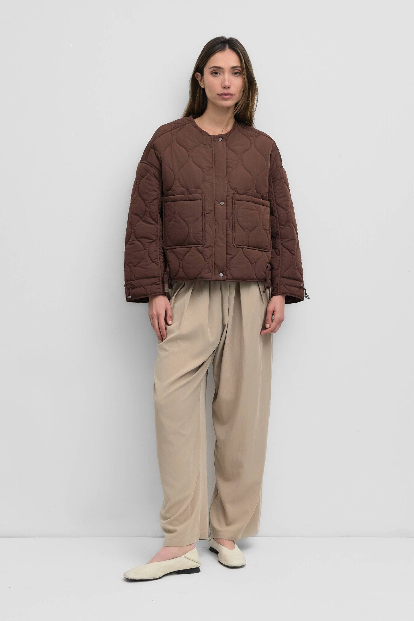 The Kara Jacket in Cream | Quilted Zip Jacket