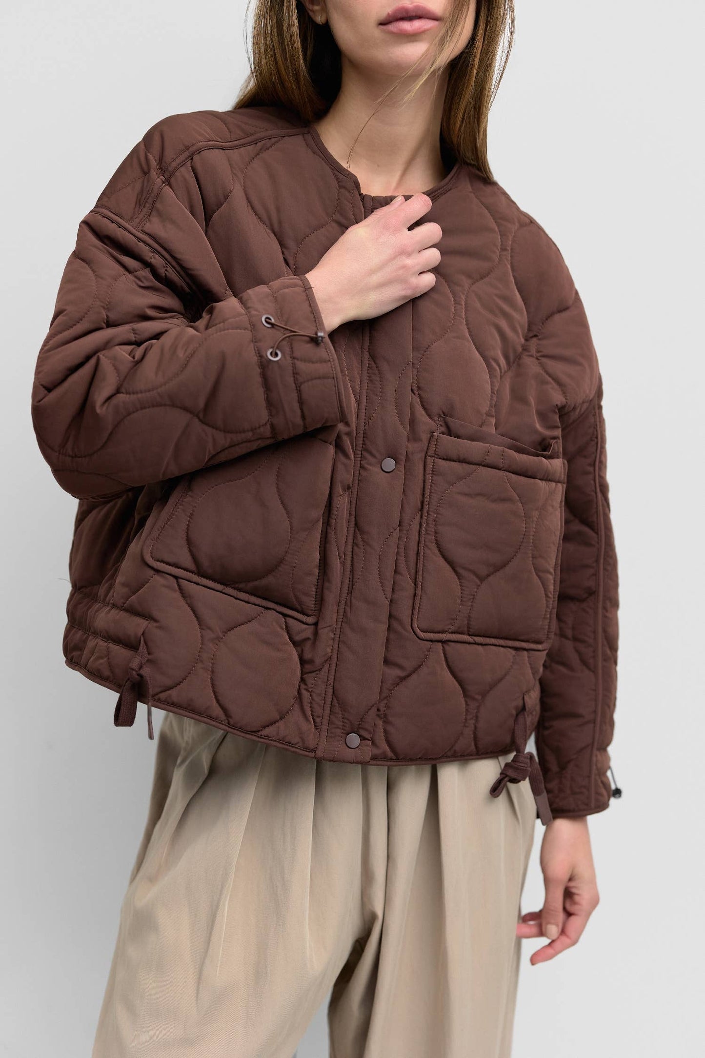 The Kara Jacket in Cream | Quilted Zip Jacket