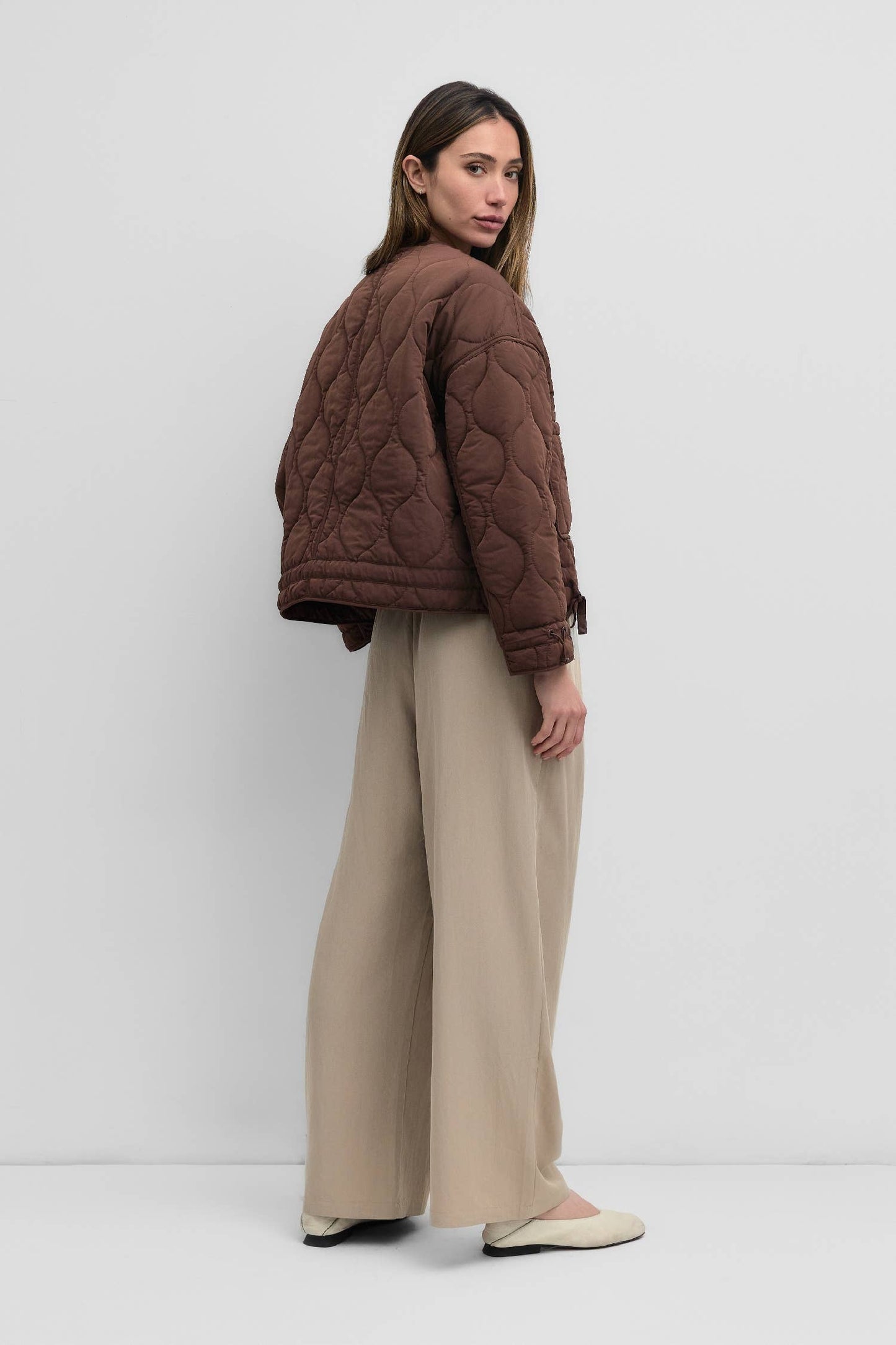 The Kara Jacket in Cream | Quilted Zip Jacket