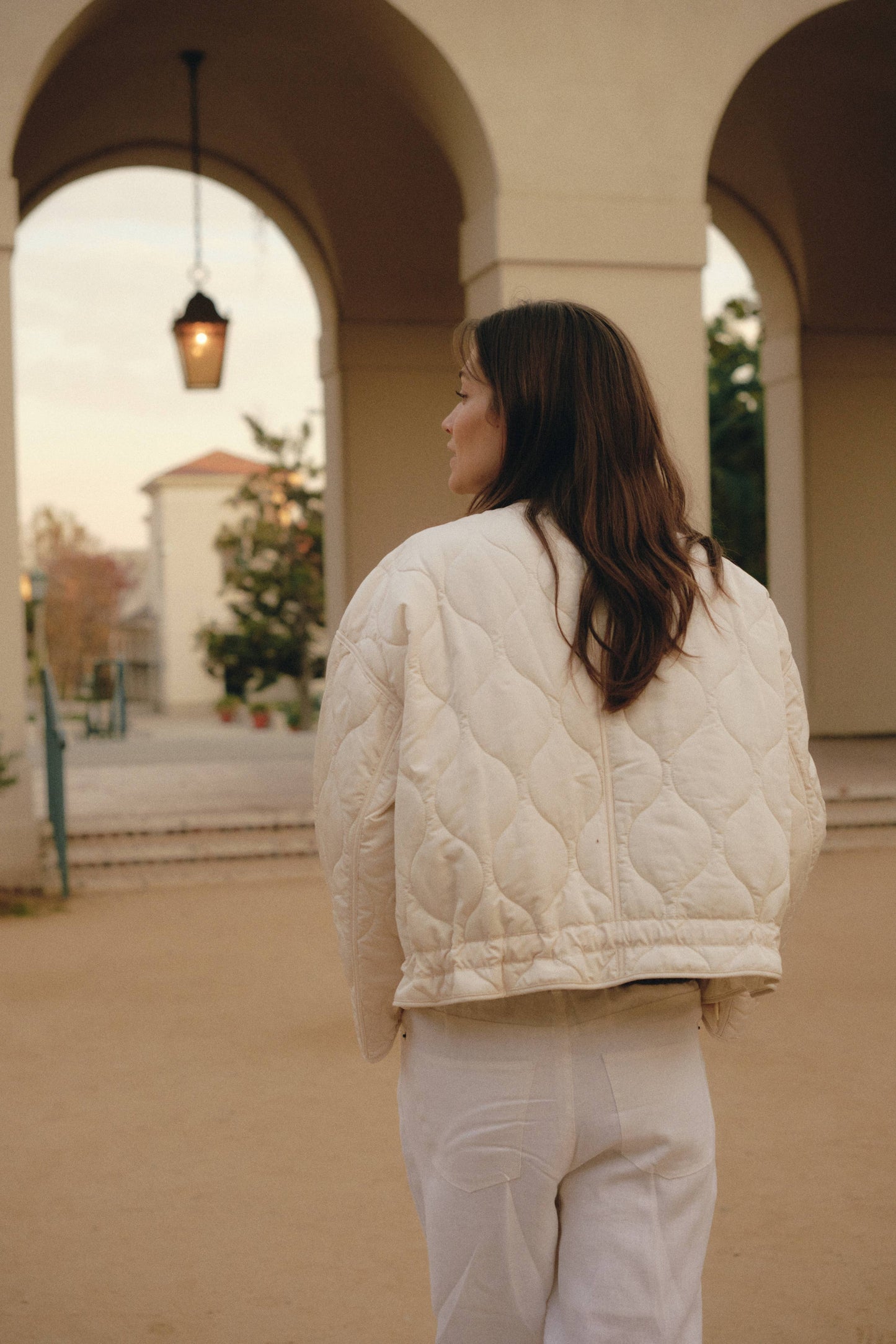 The Kara Jacket in Cream | Quilted Zip Jacket