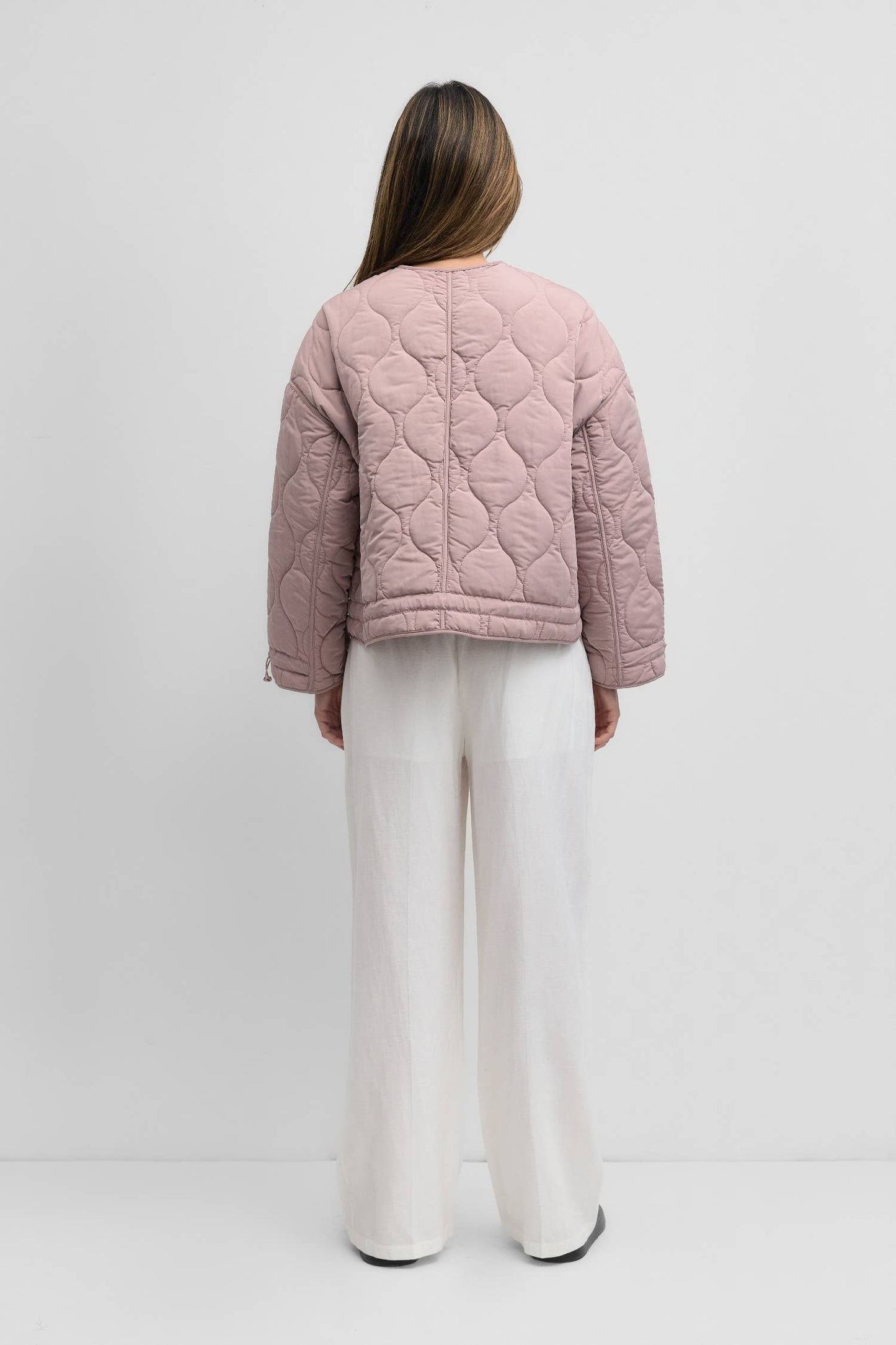 The Kara Jacket in Cream | Quilted Zip Jacket