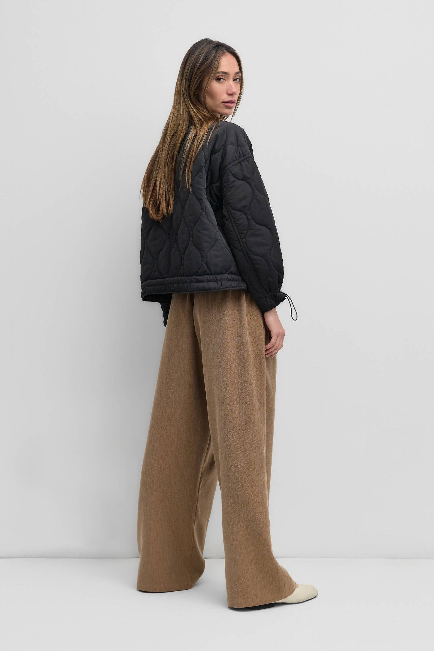 The Kara Jacket in Cream | Quilted Zip Jacket